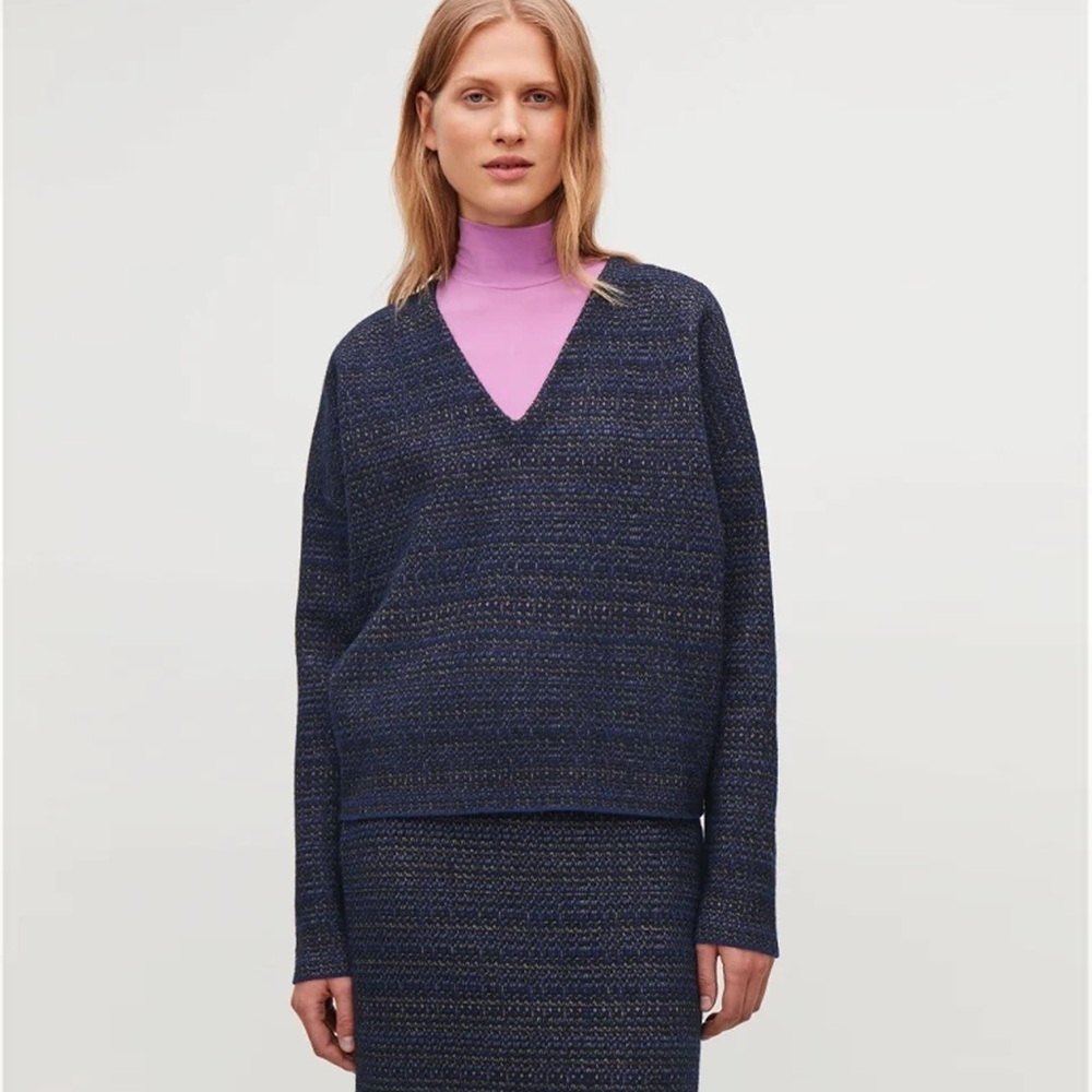 COS - Jacquard Wool Sweater - Navy